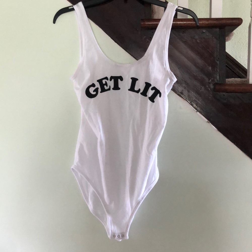 Victoria Secret pink white tank bodysuit small.